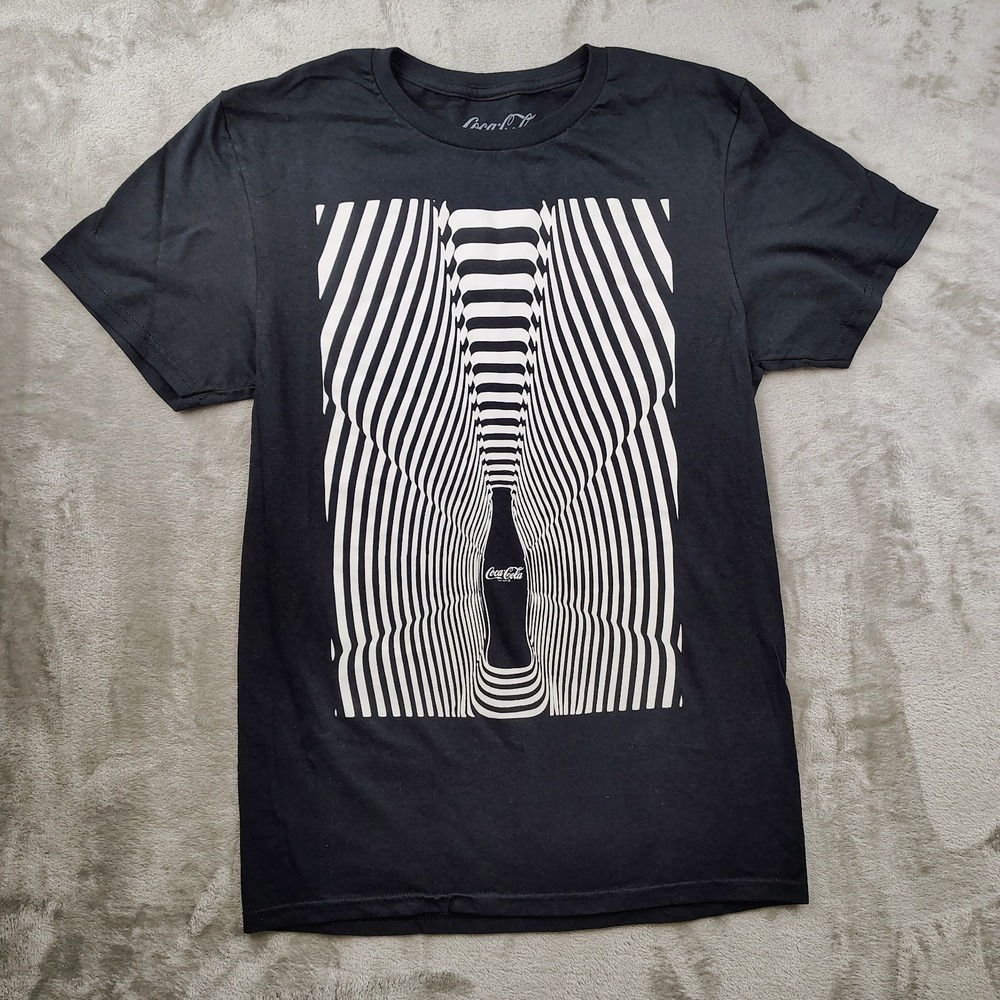 Coca Cola Coke Bottle Logo Psychedelic Optical Illusion T-Shirt Size Small‎